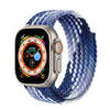 blue and white colored braided apple watch band with apple watch 8 ultra