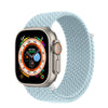 sky blue braided apple watch band with silver color apple watch 8 ultra