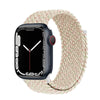 white color with red and green textured braided apple watch band with black apple watch