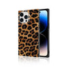 Brown Cheetah Spots - iPhone Square Case - Side View