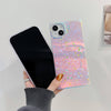 A girl showing Holographic Sparkle - iPhone Square Case front and back view