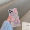 light blue-white color case with colorful flower-video preview showing different angles-curved case-iphone 11-12-13-14-15 series